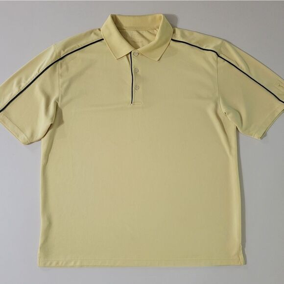 PGA Tour Men's Yellow Short Sleeve Golf Polo - Picture 1 of 11